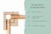 Diagram illustrating a 28mm plug-screw system with wooden components and screws, accompanied by feature descriptions. Produktbild-Vorschau