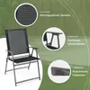 A black folding garden chair is shown with close-up insets highlighting its features. Náhľad obrázku produktu