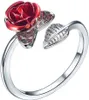 Offener Fingerring für Damen, Rose, Blume, verstellbar, Produktbild-Vorschau 1