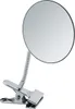A close-up studio shot of a silver clip-on magnifying mirror against a white background. Produktbild-Vorschau
