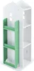 A white and green rotating bookshelf designed for children, shaped like a house. Náhled obrázku produktu
