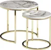 Two nesting side tables with marble-look tops and gold metal frames. Produktbild-Vorschau