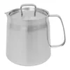 A stainless steel pot with a lid and handle, isolated on a white background. Podgląd zdjęcia produktu