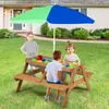 Table de pique-nique pour enfants 3 en 1 avec parasol, Voir les images du produit 1