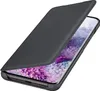A dark gray flip case for a smartphone is shown open, revealing the phone screen with a colorful wallpaper. Anteprima dell’immagine prodotto