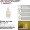 LED dekorace – lucerna antik bílá blikající, 3x AAA, vnitřní, vintage, časovač Voir les images du produit