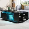 Merax hoogglanzende LED-salontafel met lade en 4 zijvakken, Productafbeelding-voorbeeld 7