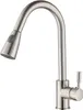 A stainless steel kitchen faucet with a pull-down sprayer. Produktbild-Vorschau