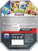 The back of a Pokemon trading card game tin box, showing product details and branding. Anteprima dell’immagine prodotto