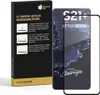 A product box for a screen protector is shown next to a smartphone displaying the screen protector. Produktbild-Vorschau