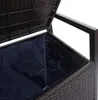 Close-up view of the interior of a wicker storage bench with a dark blue lining. Náhled obrázku produktu