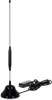 A black active indoor antenna with a cable and a small power adapter on a white background. Produktbild-Vorschau