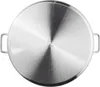 The bottom view of a large stainless steel pot with handles. Náhled obrázku produktu