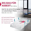 A large white bag for asbestos disposal is shown in a room with large windows overlooking a construction site. Produktbild-Vorschau