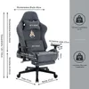 Gaming-Stuhl grau Samt ergonomisch, Massage-Lendenstütze, Produktbild-Vorschau 7