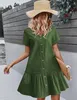 ASKSA Damen Sommerkleid Button Down Leinenkleid Strandkleid Produktbild-Vorschau 2