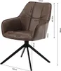 A brown upholstered armchair with a star-shaped base and dimensions indicated by overlaid text and lines. Produktbild-Vorschau