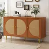 okwish Sideboard mit 3 Rattan verzierten Türen Kommode Produktbild-Vorschau 1