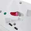 A close-up view of a white plastic device with a red and pink button, and two small green and clear lights. Produktbild-Vorschau