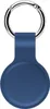 A blue silicone keychain holder for an Apple AirTag attached to a silver keyring. Produktbild-Vorschau