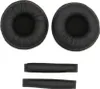 Two black headphone ear pads and two black headband pads are arranged on a white background. Produktbild-Vorschau
