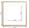 A square picture frame with a white mat and dimensions indicated by measurement lines and text. Produktbild-Vorschau
