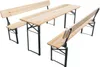 A wooden beer table set with two benches, shown against a white background. Podgląd zdjęcia produktu