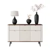 A modern dresser with decorative vases and a lamp on top, set against a white background. Produktbild-Vorschau