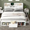A white bed with storage drawers and a headboard with shelves and a tablet charging. Anteprima dell’immagine prodotto