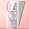 A clear phone case with rose gold accents is shown on a pink background. Náhled obrázku produktu