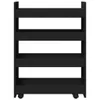 A black, four-tier storage cart with wheels. Podgląd zdjęcia produktu