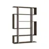 A modern, multi-level bookshelf with an asymmetrical design. Produktbild-Vorschau