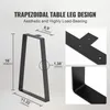 A diagram showing the dimensions and design of a trapezoidal table leg. Voir les images du produit
