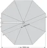 Top-down view of a large octagonal umbrella with dimensions indicated. Produktbild-Vorschau