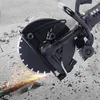 A concrete cutting saw is shown in use, cutting into concrete with sparks flying. Náhled obrázku produktu