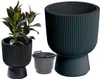 A black planter with a plant and a separate gray insert are displayed against a white background. Náhľad obrázku produktu