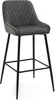 A gray bar stool with a padded seat and backrest, supported by black metal legs. Produktbild-Vorschau