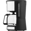 A side view of a black and silver coffee maker with a glass carafe. Produktbild-Vorschau