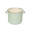 A light green enamel pot with cream interior and silver rim, shown from the front on a white background. Anteprima dell’immagine prodotto