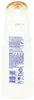 A white bottle of Dove shampoo with product information printed on it. Produktbild-Vorschau