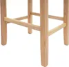 The image shows the lower part of a wooden bar stool, focusing on the legs and crossbars. Voir les images du produit
