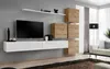 A modern living room with a wall-mounted TV stand and storage units. Náhled obrázku produktu