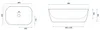 Technical drawings of a black oval basin with dimensions. Produktbild-Vorschau