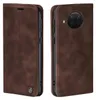 A brown flip case for a smartphone, shown from the front and back. Produktbild-Vorschau