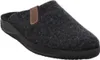 A single gray felt slipper with a brown leather accent and a logo. Produktbild-Vorschau