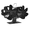 A black stove fan with two sets of blades, mounted on a black base, shown against a white background. Voir les images du produit