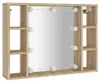 vidaXL Zrkadlová skrinka s LED Sonoma Oak 76x15x55 cm Náhľad obrázku produktu 3