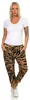 Damen Jogginghose Freizeithose Hose mit Muster, Braun S/M/L Produktbild-Vorschau 2
