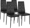 Four black dining chairs are arranged in a row against a white background. Voir les images du produit