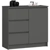 Commode K80 JERRY gris graphite avec 3 tiroirs et 1 porte - Voir les images du produit 1